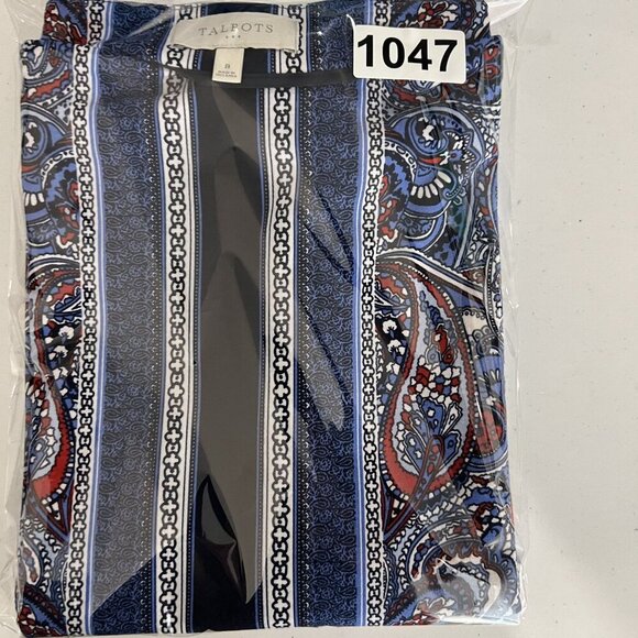 Talbots Womens 8 Paisley Color Block Blue Red Pencil Skirt Stretchy Career Artsy - Picture 13 of 13